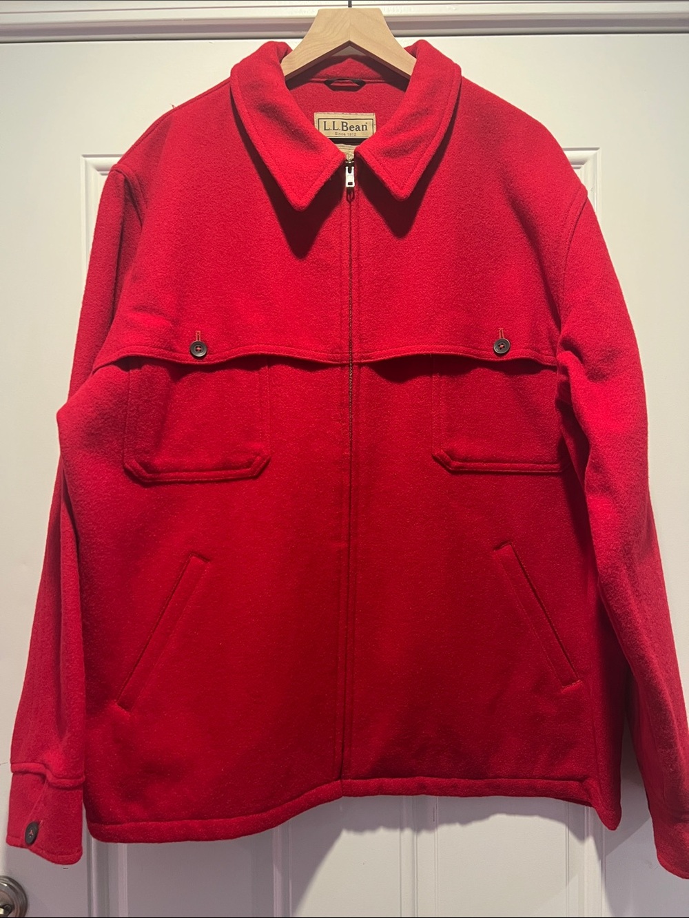 L.L. Bean Men's Bright Red Zip-Up Field Jacket
